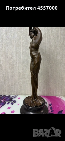 бронзова скулптура „Арт Нуво“ – Aldo Vitaleh (82 см / 20 кг), снимка 5 - Антикварни и старинни предмети - 53438775