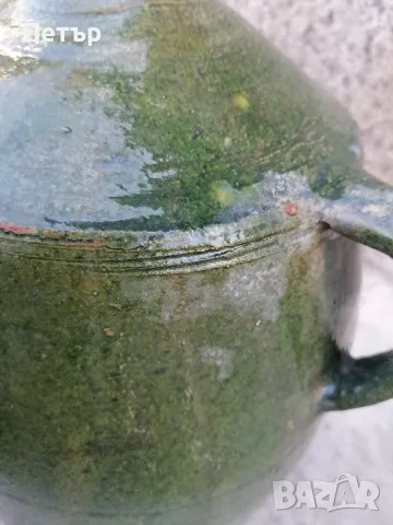 Продавам голям красив зелен антикварен глинен съд / бутилка /стомна, снимка 8 - Антикварни и старинни предмети - 49079564