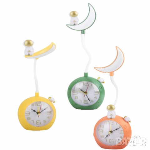 LED настолна лампа с будилник Astronaut Moon, снимка 2 - Други - 52056214
