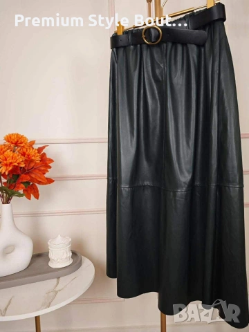 кожена пола с колан 