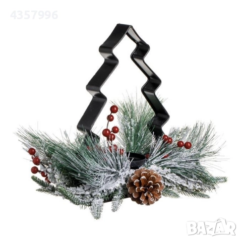 Коледен венец с поставка за свещ, Метал, Елха , снимка 2 - Декорация за дома - 52379161