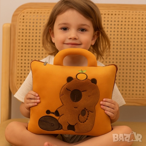 Мека капибара възглавничка 2-в-1 – играчка и одеяло за гушкане Labubu capy Bara , снимка 12 - Плюшени играчки - 51883904