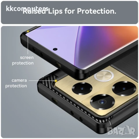 Infinix Note 40 Pro 5G Удароустойчив Carbon Fiber Калъф и Протектор, снимка 5 - Калъфи, кейсове - 50746413