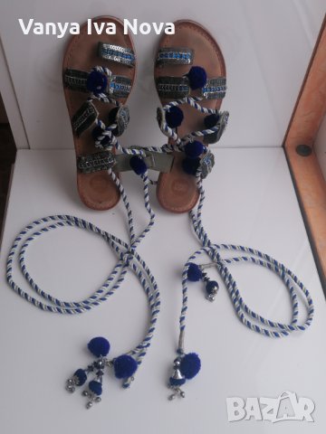 Уникални Gioseppo сандали с пискюли + подарък блузка в подходящо синьо, снимка 7 - Сандали - 35957507