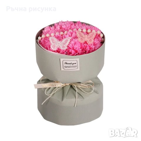 Луксозен букет от вечни цветя с декорация в подаръчна кутия., снимка 6 - Декорация за дома - 41946126