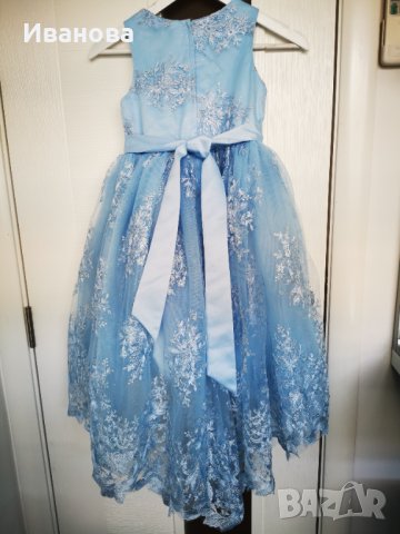 Официална рокля с дантела и тюл светло синя за момиче 8-9 г, снимка 2 - Детски рокли и поли - 41099931