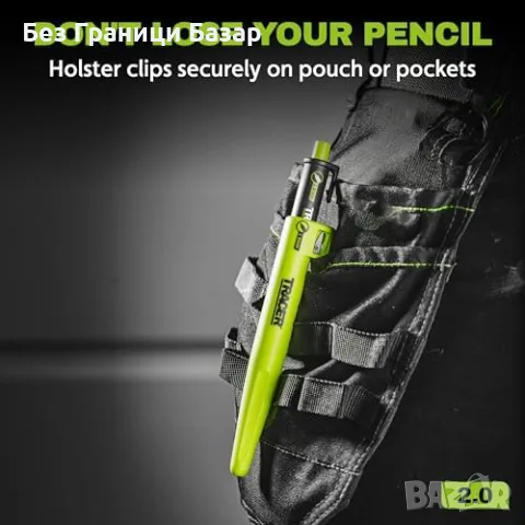 Нов Метален строителен молив Tracer Pencil 2.0 за дърво метал плочки с 12 графита и кобур, снимка 2 - Други инструменти - 55943396