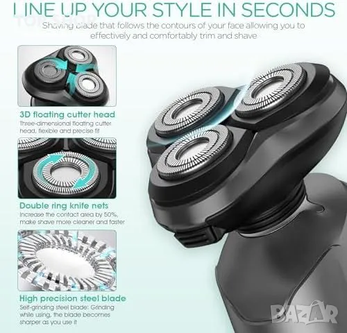 Нова Ротационна Самобръсначка VOYOR TX410 Мокро и Сухо Бръснене мъже, снимка 5 - Електрически самобръсначки - 49251719