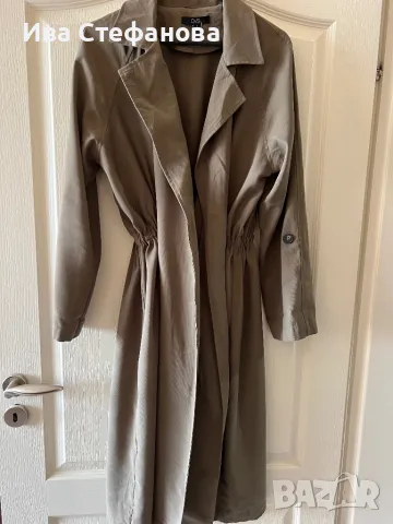 Нов тъмно зелен елегантен шлифер тип рокля набран в талията, снимка 6 - Шлифери - 49155917