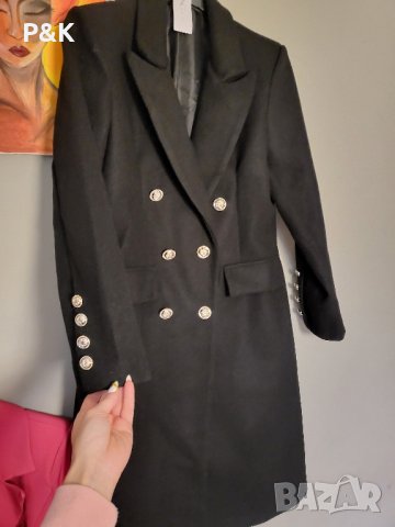 Елегантно черно палто, снимка 2 - Палта, манта - 44381032