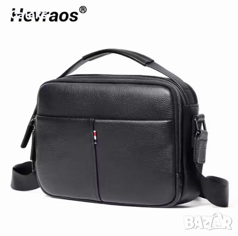 Мъжка, елитна бутикова кожена чанта за през рамо /Елегантна с правоъгълен дизайн!, снимка 5 - Чанти - 53117681