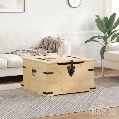 vidaXL Кутия за съхранение "Corona" 78x78x45 см борово дърво масив, снимка 3 - Скринове - 56147443