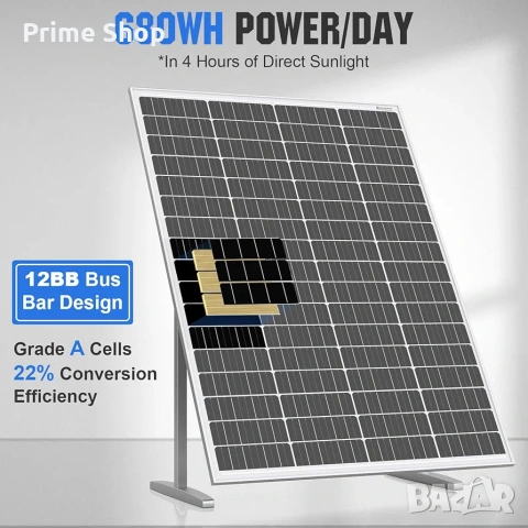 Монокристален Соларен Панел ECO-WORTHY, 170W, 12V , снимка 3 - Друга електроника - 53642788
