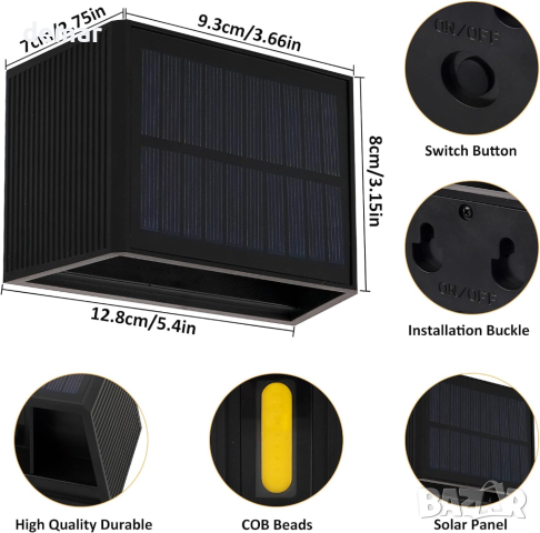 T-SUN 4 броя соларни оградни лампи за външна градина, 3000K, IP65, снимка 4 - Соларни лампи - 44762295