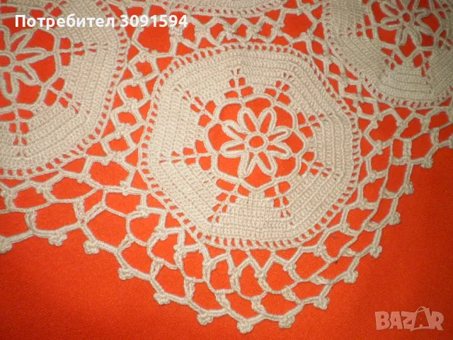 Винтидж ръчно плетено памучно каре за маса, снимка 3 - Други ценни предмети - 49222071