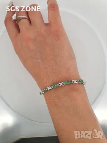 Оригинална и Удобна Гривна от Сребро с Рубини/Изумруди/Сапфири, снимка 7 - Гривни - 49932049