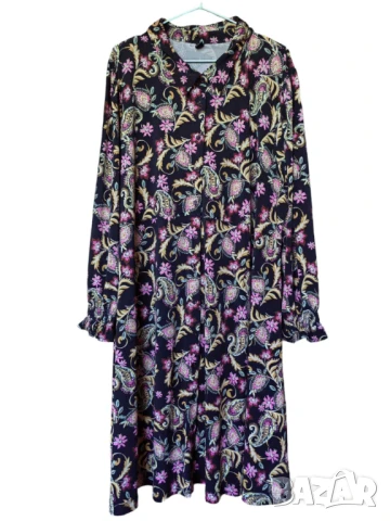 Дамска рокля с флорална щампа и копчета Yoek, 110х75 см, XXL