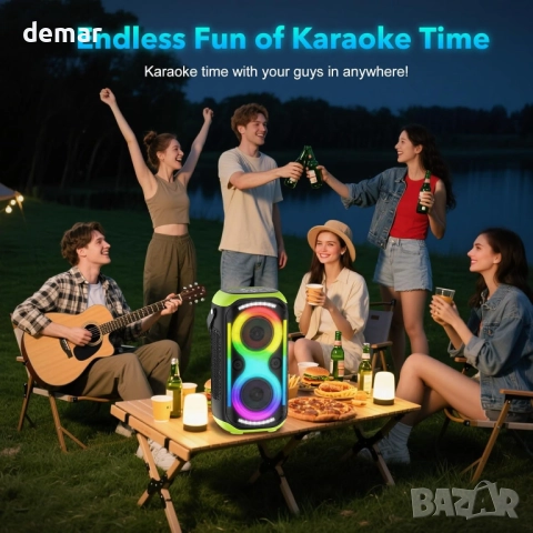 TYOTY Bluetooth високоговорител 160W, 12000 mAh, TWS, LED светлини, снимка 7 - Тонколони - 51856694