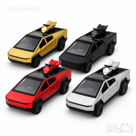 Метални колички: Tesla Cybertruck с ATV , снимка 4 - Колекции - 55979281