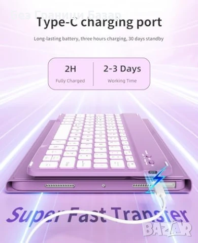 Нов кейс Калъф с клавиатура за iPad Air 11 M3/M2/5/4, 7-цвят подсветка, снимка 5 - Клавиатури и мишки - 50636637