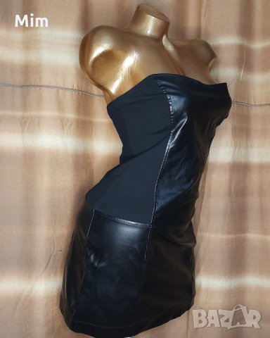 М Кожена черна къса  рокля , снимка 2 - Рокли - 35838565