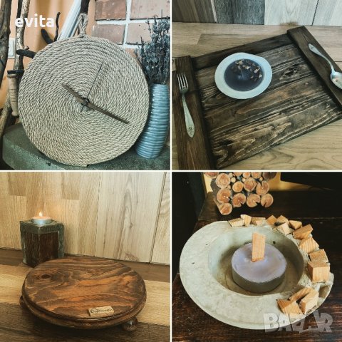 Арт стенен часовник Casa Decorator – дърво & въже, ръчна изработка, снимка 5 - Стенни часовници - 39958519