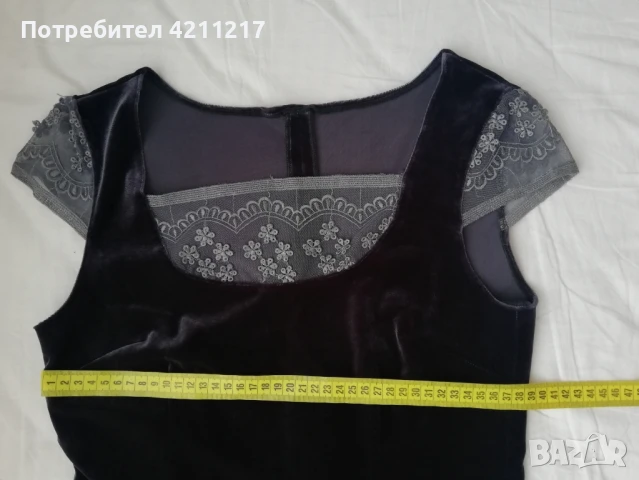 Дамска елегантна рокля( кадифе), снимка 2 - Рокли - 50998179