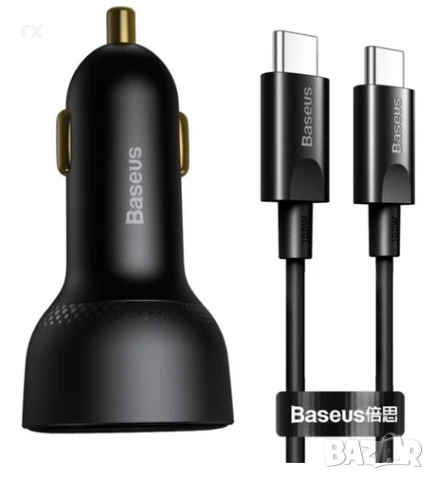 Зарядно за кола Baseus Superme USB, USB-C, 100W + USB-C кабел, снимка 1