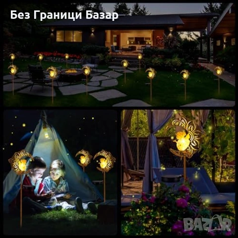 Нова Декорация за градина двор соларна лампа с фея и луна топла LED, снимка 5 - Декорация за дома - 53745713