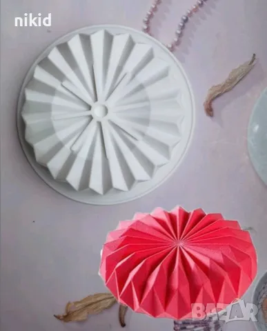 Оригами триъгълници  кръг кръгла силиконова форма силиконов молд за кекс сладкиш десерт, снимка 5 - Форми - 50040201