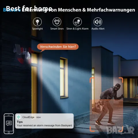 YESKAMO 3MP Ultra HD акумулаторна WiFi камера със соларен панел, снимка 4 - Комплекти за видеонаблюдение - 48358030