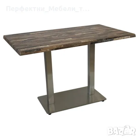 Трапезна маса 120/70 или 140/80-иноксова основа с различни плотове в дървесен/мрамор цвят, снимка 5 - Маси - 48624977