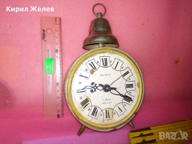 JANTAR MADE in USSR Стар РУСКИ БУДИЛНИК МЕХАНИЧЕН НАСТОЛЕН ЧАСОВНИК ЯНТАР СССР 43630, снимка 9 - Антикварни и старинни предмети - 44466540