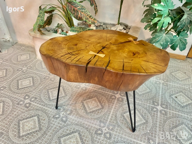 Ръчно изработена дизайнерска маса от дърво, снимка 3 - Маси - 53314509