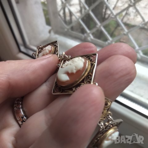 ГЕМЕ КАМЕЯ Антикварна сребърна позлатена  гривна НАМАЛЕНА  , снимка 5 - Гривни - 41738178