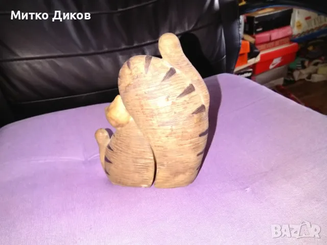 Дървени котета два броя за украса 16 и 11 см отлични, снимка 9 - Декорация за дома - 49799835