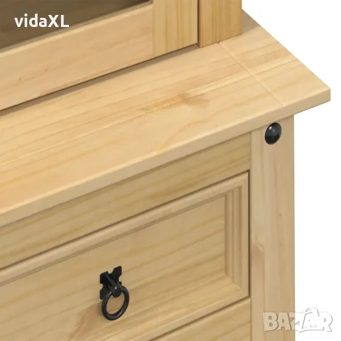 vidaXL Стъклен шкаф витрина Corona 100x48,5x179 см бор масив, снимка 7 - Бюфети - 56147469