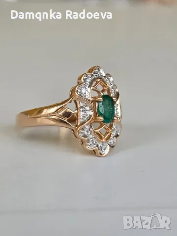 Руски златен пръстен с Брилианти 14 карата , снимка 17 - Пръстени - 49816167