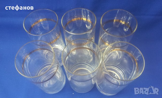 Ретро чаши за безалкохолно, златни кантове, снимка 3 - Чаши - 41365075