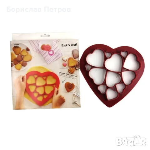 Силиконова форма за сладки и бисквити - сърца, снежинки или животинки, снимка 2 - Форми - 56192356
