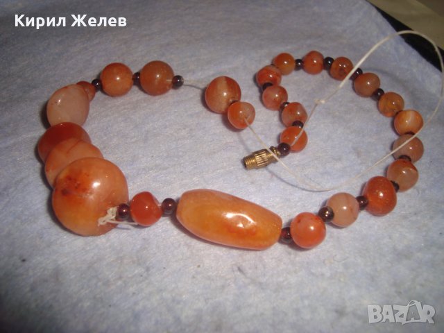 СТАР РЕТРО АРТ ГЕРДАН от НАТУРАЛН ШЛИФОВАН ХЕЛЦЕДОН КОЛИЕ ОГЪРЛИЦА 18927, снимка 6 - Колиета, медальони, синджири - 35996817