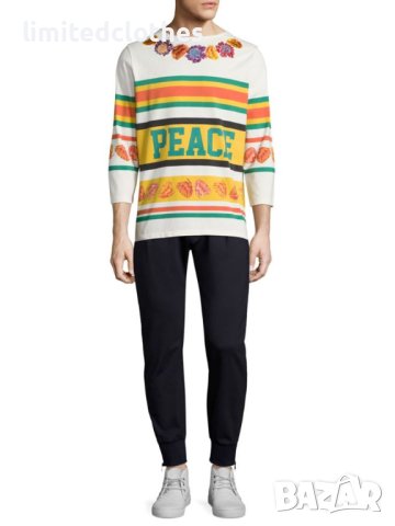 Paul Smith Embroidered Floral Peace Hockey Мъжка Блуза тип Пуловер size S, снимка 4 - Блузи - 42206569