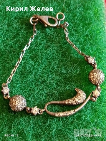 Сребърна гривна инкрустирана с кристали елегантна финна ювелирна изработка 52746, снимка 4 - Гривни - 53040933