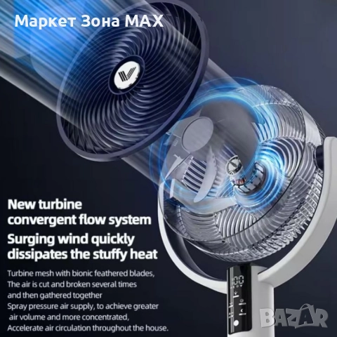 Безшумен и мощен вентилатор с дистанционно управление — 4 височини за всяко пространство, снимка 4 - Вентилатори - 52934142