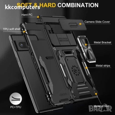 Google Pixel 9 Pro / Pixel 9 Удароустойчив Ring Holder Калъф и Протектор, снимка 12 - Калъфи, кейсове - 51122655