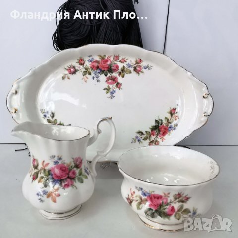 Royal Albert, Moss Rose, млекарничка, захарничка, плато, снимка 2 - Сервизи - 34239173