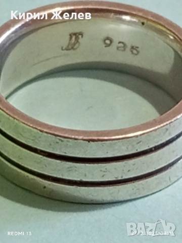 Сребърен пръстен тип халка с инкрустирани кристали Авторско Арт бижу 50123, снимка 7 - Пръстени - 52909442