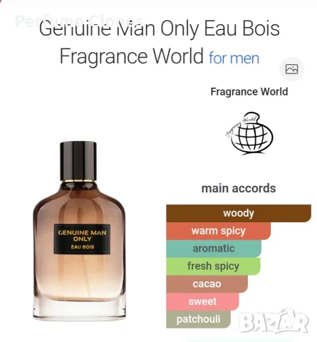 Мъжки Парфюм Fragrance World Genuine Man Only Eau Bois EDP 100 мл.