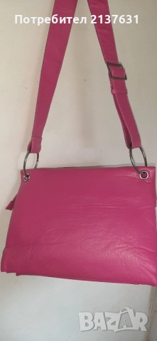 РОЗОВА ЧАНТА с 3 прегради , снимка 4 - Чанти - 51888143