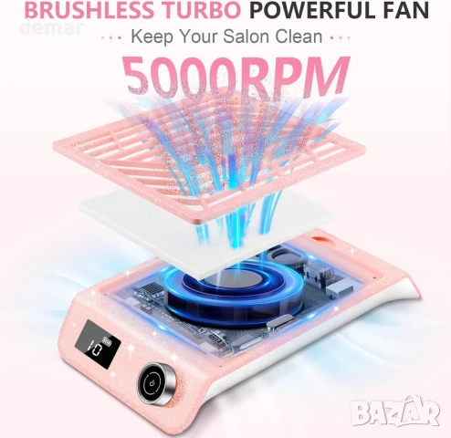 Акумулаторен колектор за прах от нокти Kredioo, 10 степени,5000 об/мин, снимка 3 - Други - 50910629